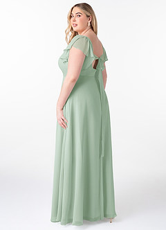 Azazie Syenna Bridesmaid Dresses Agave A-Line Ruched Chiffon Dress image9