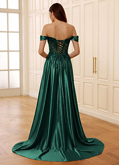 Rowane Green Corset Rhinestone Sheer Lace Prom Dress image2