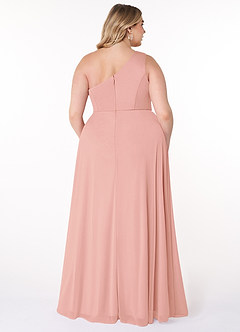 Azazie Brooke Bridesmaid Dresses Rosette A-Line One Shoulder Mesh Dress image7