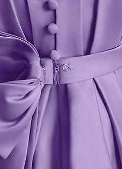 Azazie Miriam Flower Girl Dresses Tahiti Ball-Gown Pleated Matte Satin Dress image10