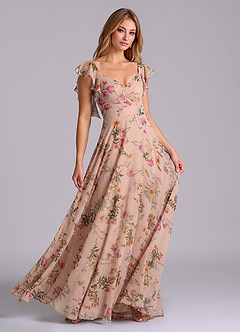 Azazie Leilani Brautjungfernkleider A-Linie Plissee Chiffon Kleid Rosenblüten image3