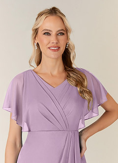 Azazie Waverly Mother of the Bride Dresses Wisteria Sheath Pleated Mesh Dress image6