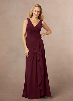 Azazie Evy Abiti per la Madre della Sposa Abito A-Line in Chiffon Elasticizzato Plissettato Cabernet image1