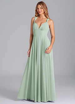 Azazie Darana Bridesmaid Dresses Agave A-Line Corset Chiffon Dress image5