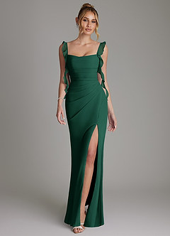 Azazie Jessamine Bridesmaid Dresses Emerald Mermaid Corset Chiffon Dress image1