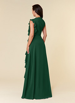 Azazie Narine Mother of the Bride Dresses Dark Green A-Line High Neckline Pleated Chiffon Dress image5