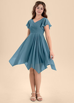 Azazie Janeaurelia Junior Abito A-Line in Chiffon Plissettato Bermuda image4