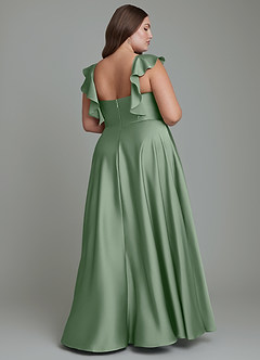 Azazie Leilani Bridesmaid Dresses Matcha A-Line Ruched Stretch Satin Dress image11