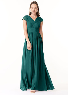 Azazie Organa Bridesmaid Dresses Peacock A-Line Pleated Chiffon Dress image1
