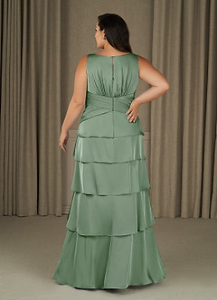 Azazie Viola vestidos de madre de la novia Vestido de Matcha de Satén Elástico de Corte en A con Plisado image7