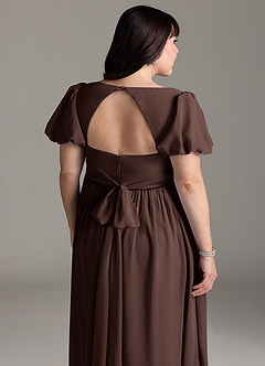 Azazie Madisynn Maternity Bridesmaid Dresses Bow Chiffon Floor-Length Dress image10