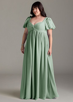 Azazie Madisynn Brautjungfernkleider für Schwangere Schleifen Chiffon Bodenlänge Kleid image8