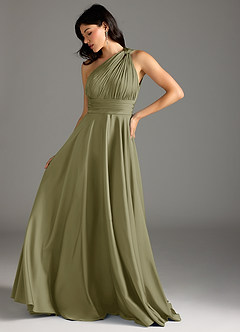 Azazie Charlize Jurken voor bruidsmeisjes Jurk van Stretch Satijn met A-Lijn One-Shoulder Pistache image5