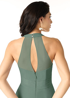 Azazie Danica Jurken voor bruidsmeisjes Jurk van Chiffon met A-Lijn Geplooid Eucalyptus image5