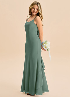 Azazie Lioren Junior Meerjungfrau-Linie Schleifen Chiffon Kleid Eukalyptus image2