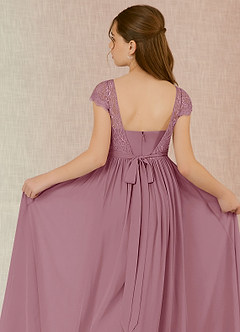 Azazie Silvermist Junior Vintage Mauve A-Line Pleated Chiffon Dress image7