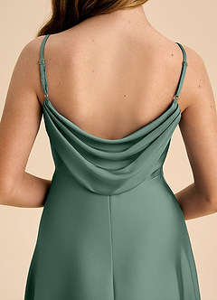 Azazie Bug Junior Robe Trapèze en Satin extensible Plissée Eucalyptus image8