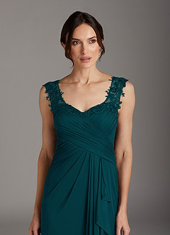Azazie Edelin Mother of the Bride Dresses Pine A-Line Sweetheart Neckline Pleated Mesh Dress image6