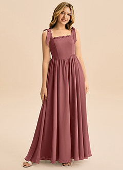 Azazie Delia Junior Abito A-Line in Chiffon Fiocco Ametista image1