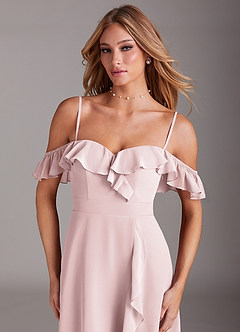 Azazie Lyra Bridesmaid Dresses Blushing Pink A-Line Chiffon Convertible Dress image2