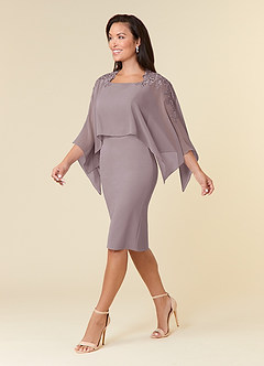 Azazie Maryam Final Sale Dusk Sheath Lace Chiffon Dress image2