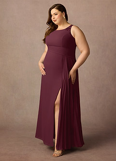 Azazie Galvan vestidos de madre de la novia Vestido de Cabernet de Gasa de Corte En A con Lentejuela image9