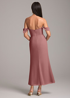 Azazie Saige Bridesmaid Dresses Desert Rose Sheath Off the Shoulder Chiffon Convertible Dress image5