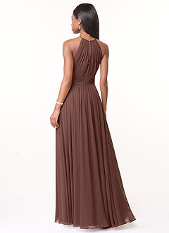 Azazie Cherish Robes de demoiselle d'honneur Robe Trapèze en Mousseline de soie Plissée Expresso image2