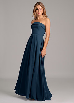 Azazie Lucienne Bridesmaid Dresses Dark Navy A-Line Strapless Chiffon Convertible Dress image4