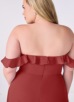 Barbie ♥ Azazie Jurken voor bruidsmeisjes Converteerbaar Jurk van Chiffon met A-Lijn Off the Shoulder Roest image11