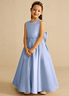 Azazie Pipsy Robe Demoiselle D'honneur Fillette Robe Trapèze en Mat Satiné Arc Eis image4