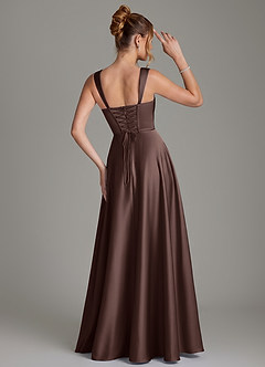 Azazie Azaria Bridesmaid Dresses Ganache A-Line Corset Stretch Satin Dress image5