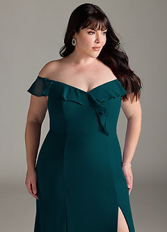 Azazie Sophie Brudtärnklänningar Klänning av A-Line i Chiffong Av axeln Tallgrön Konvertibel image11