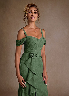 Azazie Irene Mother of the Bride Dresses Eucalyptus A-Line Off the Shoulder Floral Burnout Dress image7