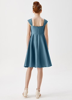 Azazie Amira Junior Bermuda A-Line Pleated Stretch Satin Dress image2