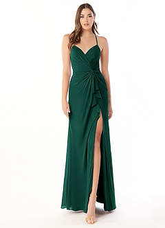 Azazie Aribella Brautjungfernkleider Etui Gestreift Chiffon Kleid Smaragd image1