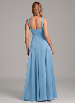Azazie Shaude Bridesmaid Dresses Steel Blue A-Line Pleated Chiffon Dress image2