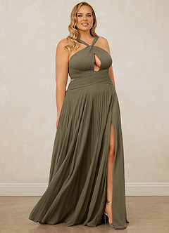 Christian Siriano Bridal for Azazie 1009 Bridesmaid Dresses Willow Green A-Line Pleated Chiffon Dress image12