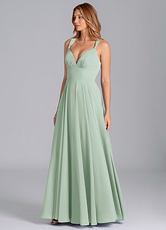 Azazie Darana Bridesmaid Dresses Agave A-Line Corset Chiffon Dress image4