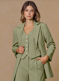 front Rowan Pistachio Refined Weave Performance 3-Piece Suit