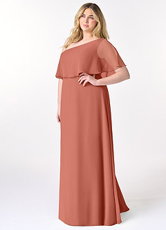 Azazie Lizzy Bridesmaid Dresses Clay A-Line One Shoulder Chiffon Dress image10
