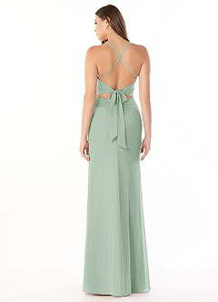 Azazie Aribella Bridesmaid Dresses Agave Sheath Ruched Chiffon Dress image2