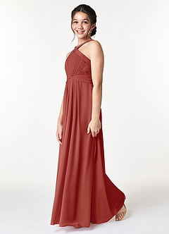 Azazie Anthea Junior Blue Jay Pleated Chiffon Dress image5