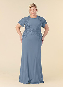Azazie Adonna Mother of the Bride Dresses Dusty Blue Mermaid Lace Dress image6