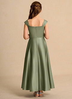 Azazie Bundle Girls Formal Flower Girl Dresses Pistachio A-Line Pleated Matte Satin Dress image2
