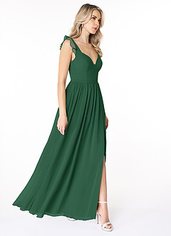 Azazie Stassie Bridesmaid Dresses Dark Green A-Line Sweetheart Ruched Chiffon Dress image4