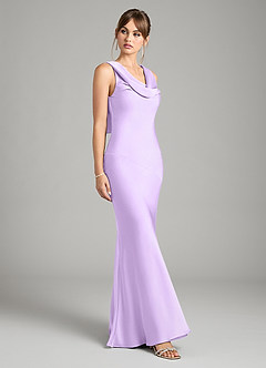 Azazie Rylina Bridesmaid Dresses Lilac Mermaid Stretch Satin Dress image5