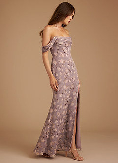 Azazie Saige Bridesmaid Dresses Lilac Bloom Floral A-Line Off the Shoulder Bloom Convertible Dress image7