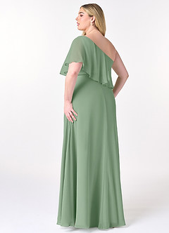 Azazie Lizzy Bridesmaid Dresses Matcha A-Line One Shoulder Chiffon Dress image11