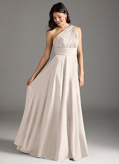 Azazie Charlize Jurken voor bruidsmeisjes Jurk van Stretch Satijn met A-lijn One-shoulder Wit Albast image2